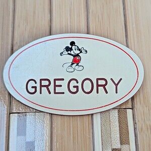 Vintage Disneyland 1980's Cast Members GREGORY Name Tag Badge
